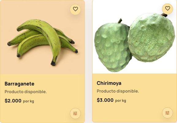 Productos de La Feria a Tu Puerta en Tuku, con sus fotografías, precios y controles para comprar